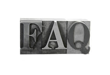 Image showing FAQ in old metal type