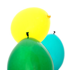 Image showing green, yellow and blue balloons
