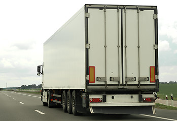 Image showing rear of white truck on the highway