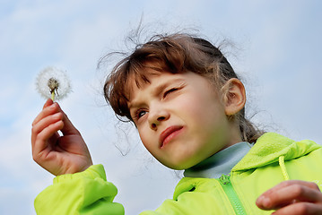 Image showing girl with dandelion