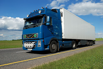 Image showing blue lorry with white trailer 