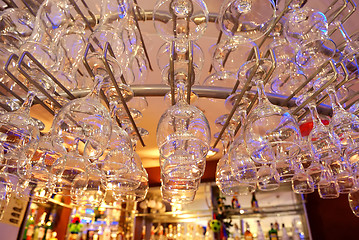 Image showing Glasses at Bar Counter