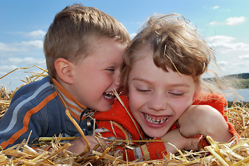 Image showing laughing Boy and girl outdoors