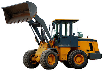 Image showing Wheel loader with bucket over white