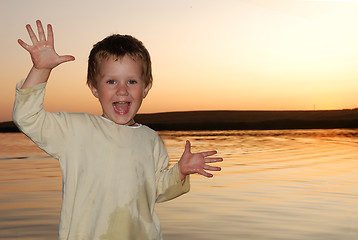 Image showing boy on the sea beach 