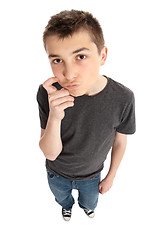 Image showing Boy thinking or pondering