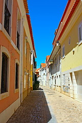 Image showing A narrow street in Lisbon, Portugal