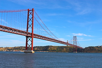 Image showing Large bridge over  river in Lisbon