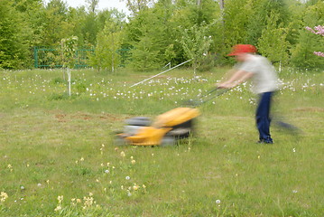 Image showing mowing grass