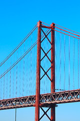 Image showing Large bridge over  river in Lisbon