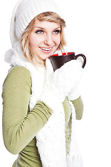 Image showing Beautiful woman holding coffee cup
