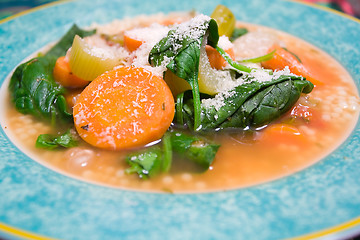 Image showing Vegetable Soup with Romano Cheese