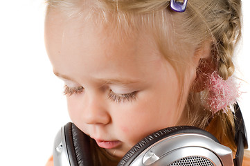 Image showing Little girl with headphones