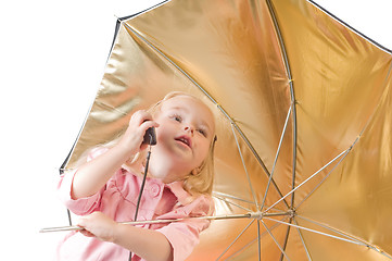 Image showing Little girl talking on the phone