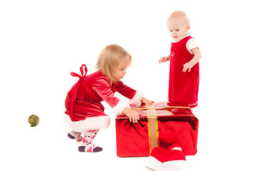 Image showing Two cristmas baby girls