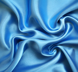 Image showing Smooth elegant blue silk as background