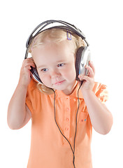 Image showing Little girl with headphones