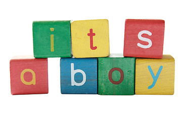 Image showing boy birth announcement in blocks