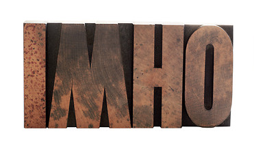 Image showing imho in old letterpress wood letters