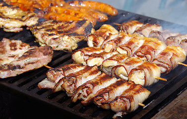 Image showing Meat on grill