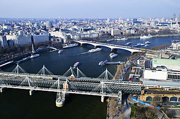 Image showing Hungerford Bridge seen from London Eye