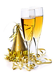 Image showing Champagne and New Years decorations