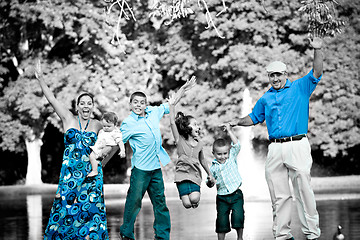 Image showing Happy Family Jumping