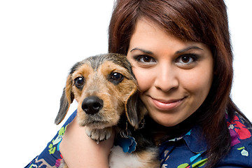 Image showing Girl Holding a Pup