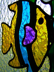 Image showing coloured glass fish motif