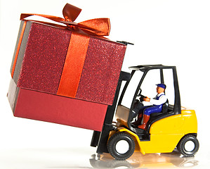 Image showing Forklift and present