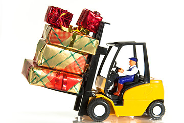 Image showing Forklift and presents