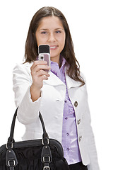 Image showing Female shooting with a camera phone