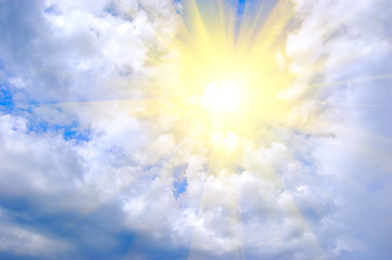 Image showing sun on blue sky