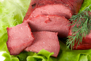 Image showing Close up of fresh lettuce and beef