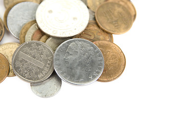 Image showing Close up of Different Coins