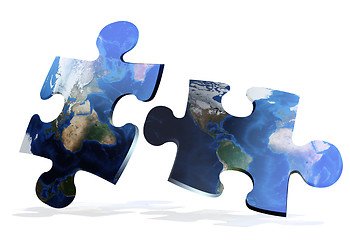 Image showing global map puzzles comunication