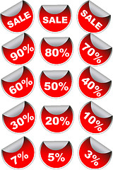 Image showing red sale labels badges and discount stickers