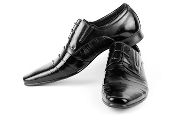 Image showing Men's black leather dress shoes