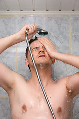 Image showing Man in a bathroom