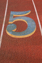 Image showing Number Five on a Running Lane