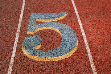 Image showing Number Five on a Running Lane