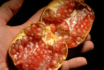 Image showing pomegranate fruit on hand
