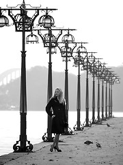 Image showing Beautiful blonde on promenade