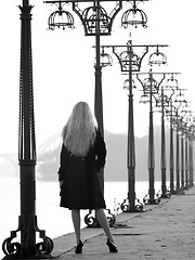 Image showing Beautiful blonde on promenade