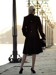 Image showing Beautiful blonde on promenade