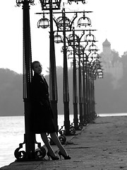 Image showing Beautiful blonde on promenade