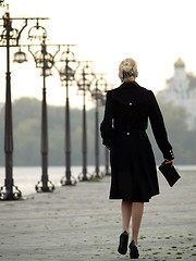 Image showing Beautiful blonde on promenade