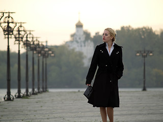 Image showing Beautiful blonde on promenade