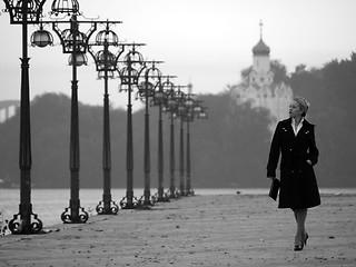 Image showing Beautiful blonde on promenade