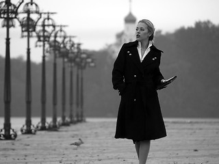 Image showing Beautiful blonde on promenade